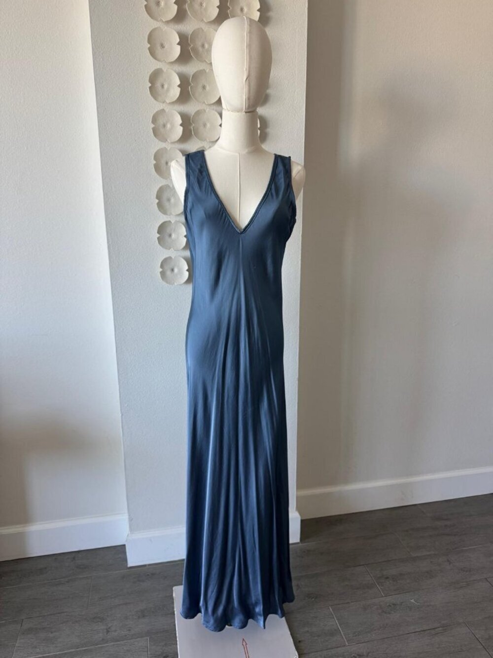 Gabriele Colangelo Silk Blend Slip Dress Blue Made in Italy Minimalist Bias Cut